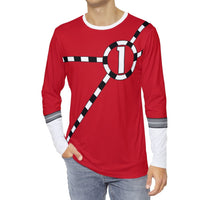 ToQger Red Long Sleeve Shirt (Full Print) Super Sentai T Shirt Custom Graphic Art Cosplay Shirts Power Rangers Retro Vintage 90s Tee