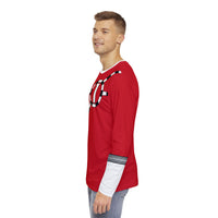 ToQger Red Long Sleeve Shirt (Full Print) Super Sentai T Shirt Custom Graphic Art Cosplay Shirts Power Rangers Retro Vintage 90s Tee
