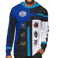 Boonboomger Blue Champion Hoodie (Full Print) Super Sentai T Shirt Custom Graphic Art Cosplay Shirts Power Rangers Retro Vintage 90s Tee