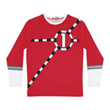 ToQger Red Long Sleeve Shirt (Full Print) Super Sentai T Shirt Custom Graphic Art Cosplay Shirts Power Rangers Retro Vintage 90s Tee