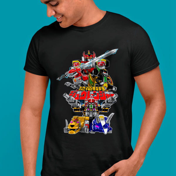 Zyuranger Zords Super Sentai T Shirt Custom Graphic Art Cosplay Shirts Power Rangers Retro Vintage 90s Tee