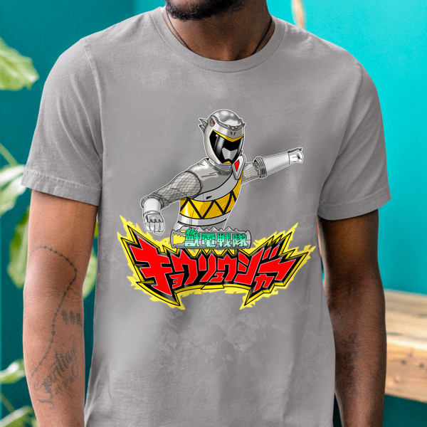 Kyoryuger Kyoryu Grey Super Sentai T Shirt Custom Graphic Art Cosplay Shirts Power Rangers Retro Vintage 90s Tee