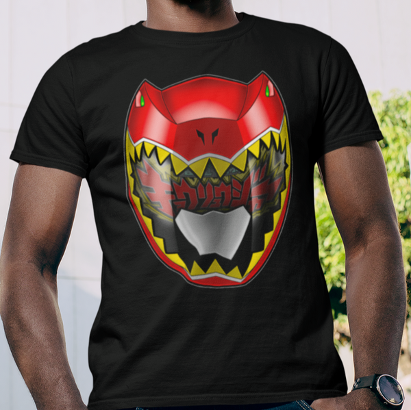 Kyoryuger Red Helmet  Super Sentai T Shirt Custom Graphic Art Cosplay Shirts Power Rangers Retro Vintage 90s Tee