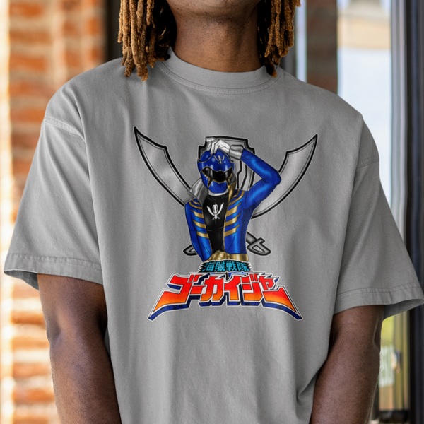 Gokaiger Blue Roll Call Super Sentai T Shirt Custom Graphic Art Cosplay Shirts Power Rangers Retro Vintage 90s Tee