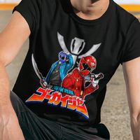 Gokai Red/Blue Super Sentai T Shirt Custom Graphic Art Cosplay Shirts Power Rangers Retro Vintage 90s Tee