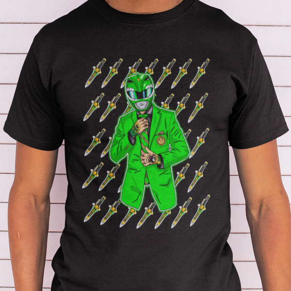 MMPR JDF OG Green Ranger Super Sentai T Shirt Custom Graphic Art Cosplay Shirts Power Rangers Retro Vintage 90s Tee