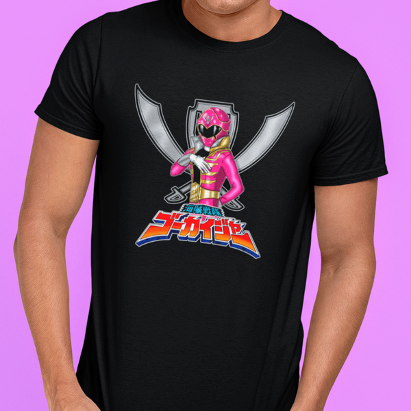 Gokaiger PInk Roll Call Super Sentai T Shirt Custom Graphic Art Cosplay Shirts Power Rangers Retro Vintage 90s Tee