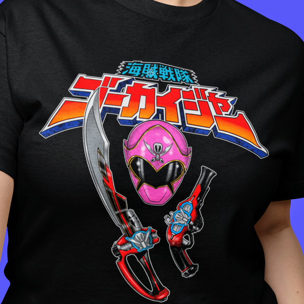 Gokaiger Pink Super Sentai T Shirt Custom Graphic Art Cosplay Shirts Power Rangers Retro Vintage 90s Tee