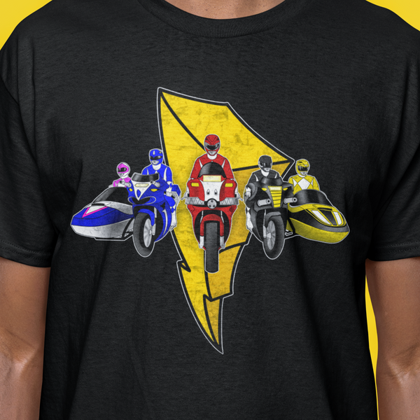 Battle Bikes Vintage Style Super Sentai T Shirt Custom Graphic Art Cosplay Shirts Power Rangers Retro  90s Tee