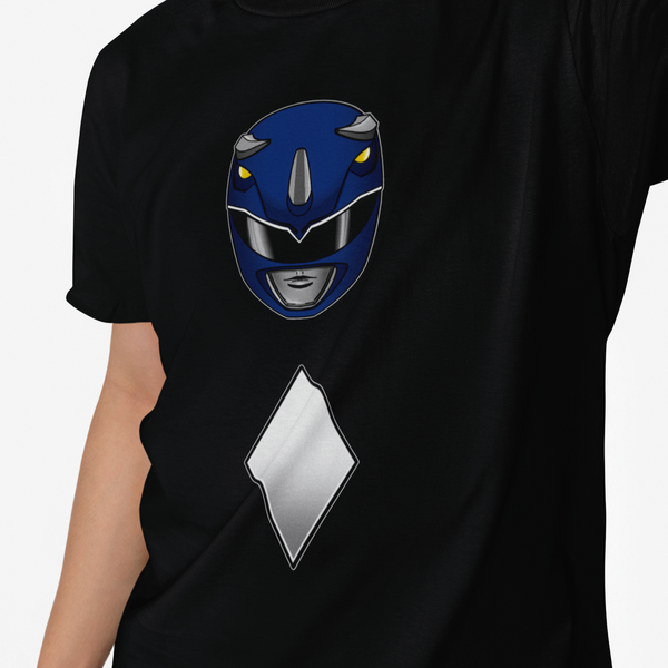 Blue Helmet Super Sentai T Shirt Custom Graphic Art Cosplay Shirts Power Rangers Retro Vintage 90s Tee