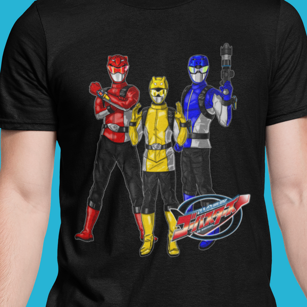 Go Busters team Super Sentai T Shirt Custom Graphic Art Cosplay Shirts Power Rangers Retro Vintage 90s Tee