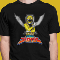 Gokaiger Yellow Roll Call  Super Sentai T Shirt Custom Graphic Art Cosplay Shirts Power Rangers Retro Vintage 90s Tee