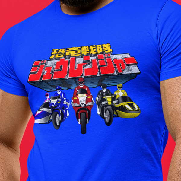 Zyuranger Bikes Super Sentai T Shirt Custom Graphic Art Cosplay Shirts Power Rangers Retro Vintage 90s Tee