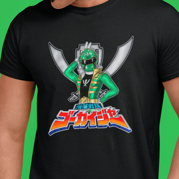 Gokaiger Green Roll Call Super Sentai T Shirt Custom Graphic Art Cosplay Shirts Power Rangers Retro Vintage 90s Tee